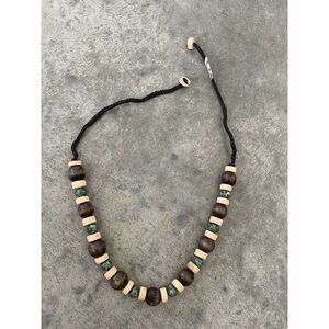 Handmade Green Beige Brown Glass Wooden Beaded Artisan Anklet